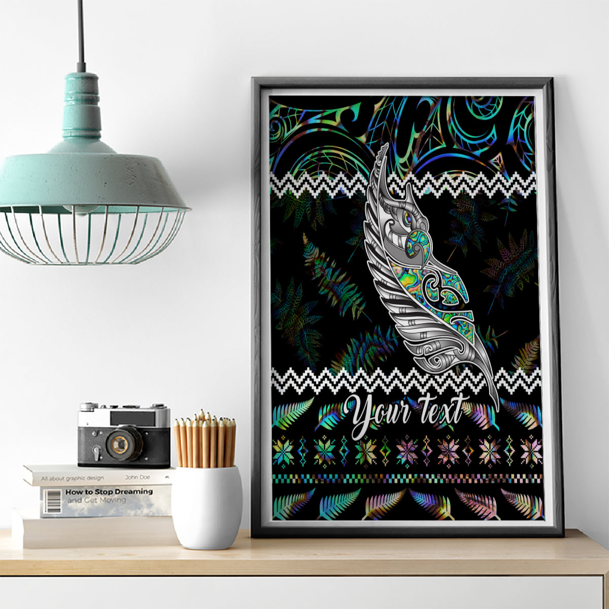 personalised-new-zealand-christmas-canvas-wall-art-maori-fern-manaia-meri-kirihimete-with-papaua-shell