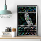 personalised-new-zealand-christmas-canvas-wall-art-maori-fern-manaia-meri-kirihimete-with-papaua-shell