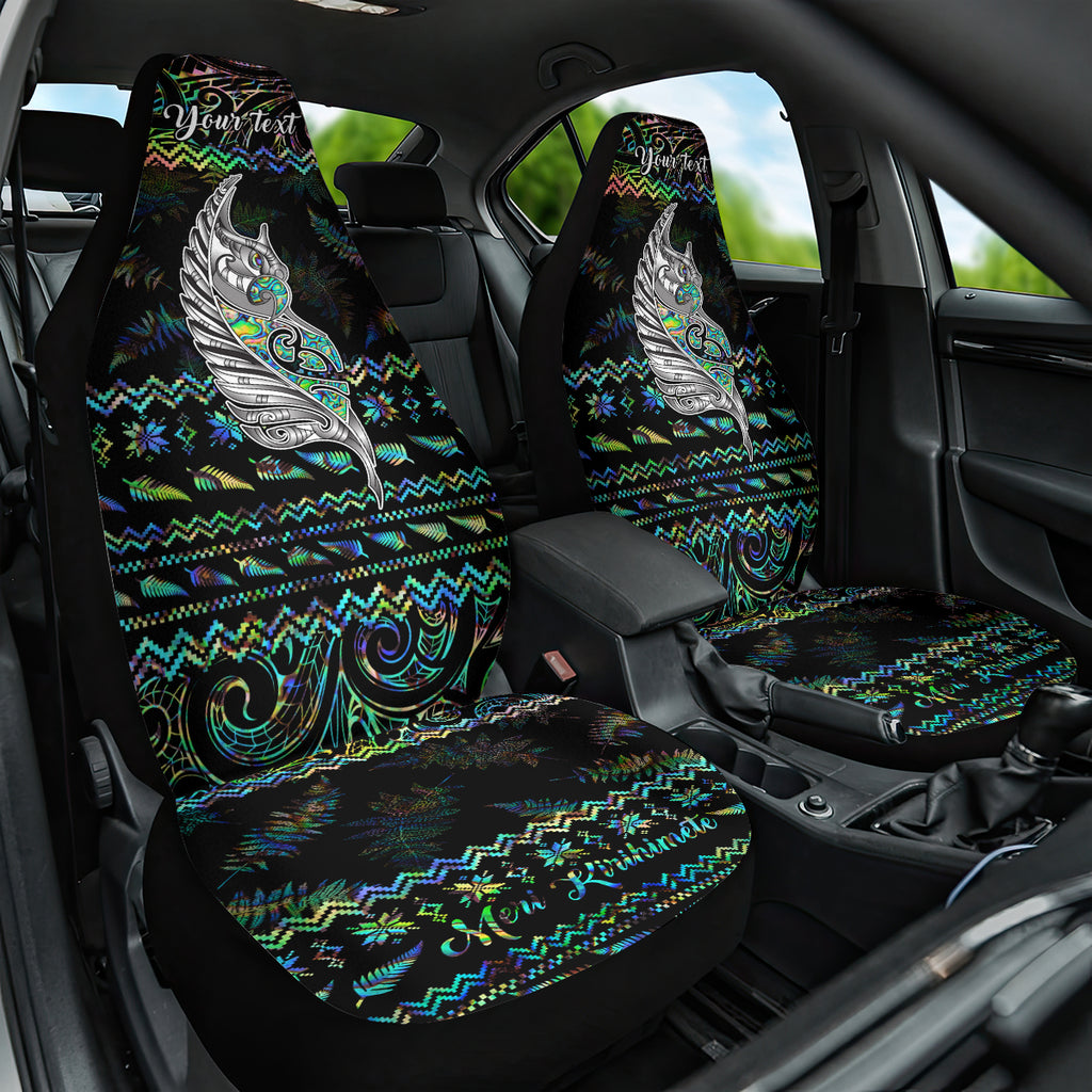 personalised-new-zealand-christmas-car-seat-cover-maori-fern-manaia-meri-kirihimete-with-papaua-shell