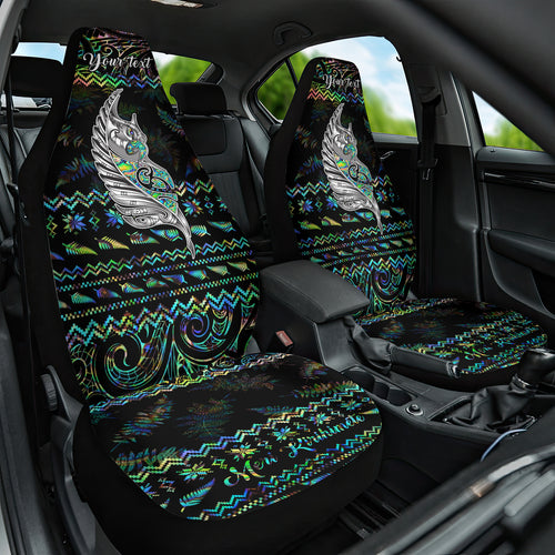 personalised-new-zealand-christmas-car-seat-cover-maori-fern-manaia-meri-kirihimete-with-papaua-shell