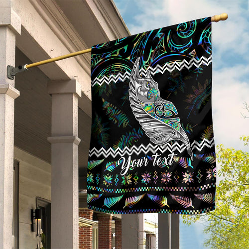 personalised-new-zealand-christmas-garden-flag-maori-fern-manaia-meri-kirihimete-with-papaua-shell