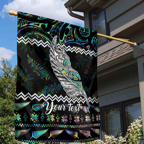 personalised-new-zealand-christmas-garden-flag-maori-fern-manaia-meri-kirihimete-with-papaua-shell