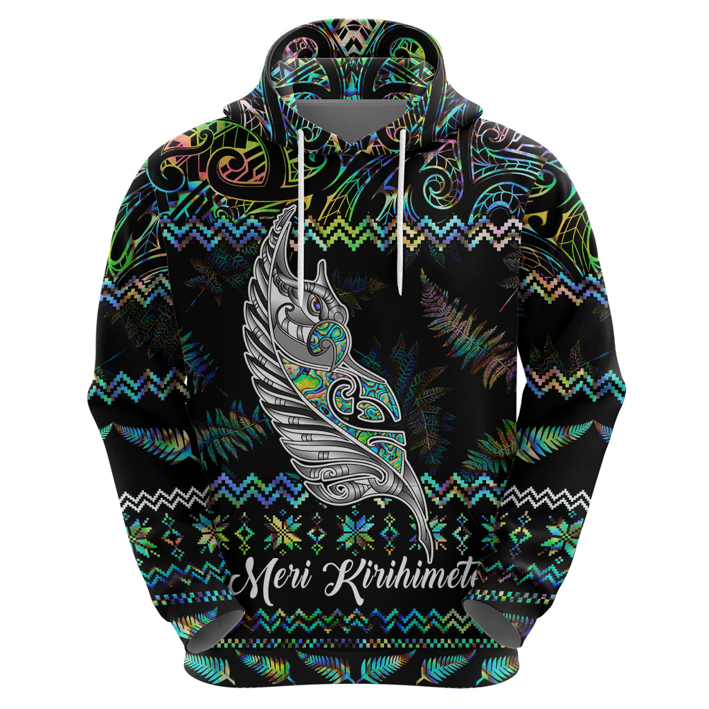 personalised-new-zealand-christmas-hoodie-maori-fern-manaia-meri-kirihimete-with-papaua-shell