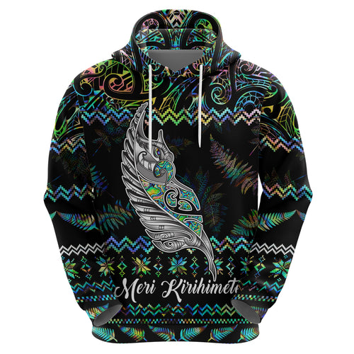 personalised-new-zealand-christmas-hoodie-maori-fern-manaia-meri-kirihimete-with-papaua-shell