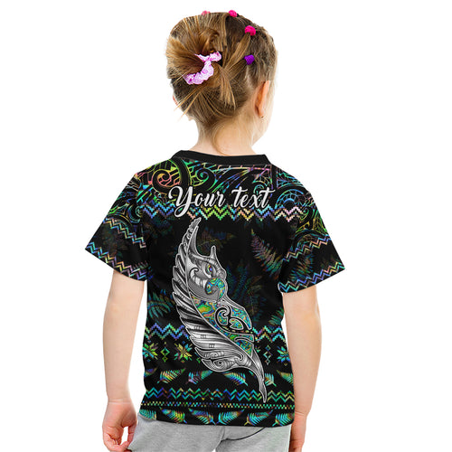 personalised-new-zealand-christmas-kid-t-shirt-maori-fern-manaia-meri-kirihimete-with-papaua-shell