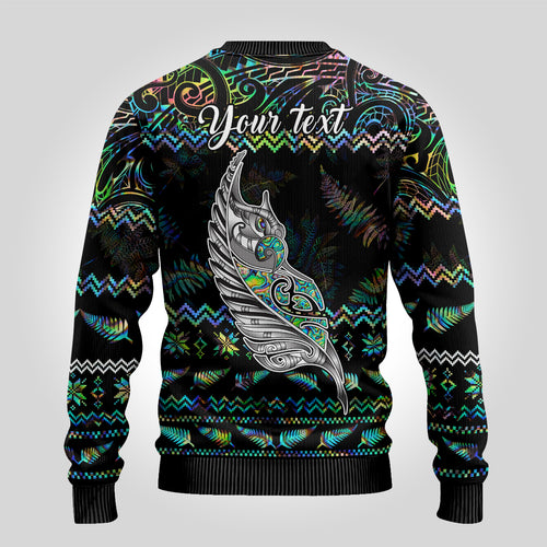 personalised-new-zealand-christmas-ugly-christmas-sweater-maori-fern-manaia-meri-kirihimete-with-papaua-shell