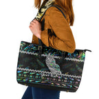 personalised-new-zealand-christmas-leather-tote-bag-maori-fern-manaia-meri-kirihimete-with-papaua-shell