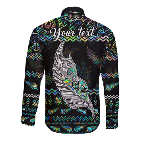 personalised-new-zealand-christmas-long-sleeve-button-shirt-maori-fern-manaia-meri-kirihimete-with-papaua-shell