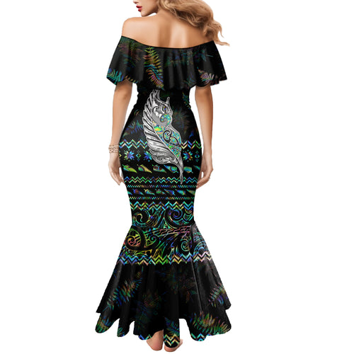 personalised-new-zealand-christmas-mermaid-dress-maori-fern-manaia-meri-kirihimete-with-papaua-shell