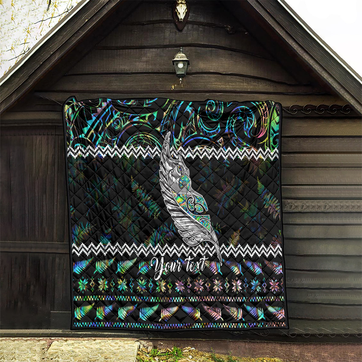 personalised-new-zealand-christmas-quilt-maori-fern-manaia-meri-kirihimete-with-papaua-shell