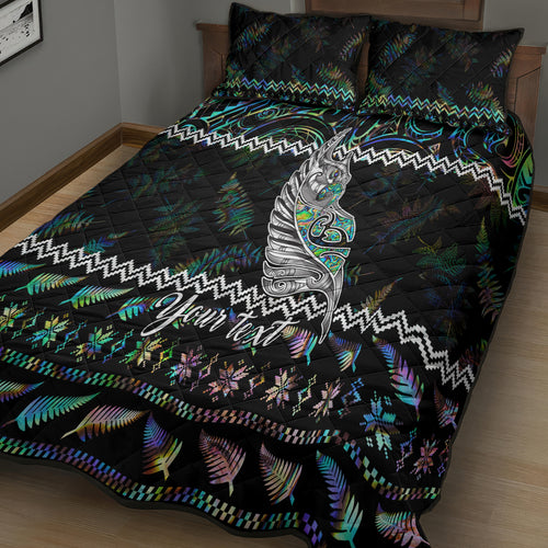 personalised-new-zealand-christmas-quilt-bed-set-maori-fern-manaia-meri-kirihimete-with-papaua-shell
