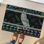 personalised-new-zealand-christmas-rubber-doormat-maori-fern-manaia-meri-kirihimete-with-papaua-shell