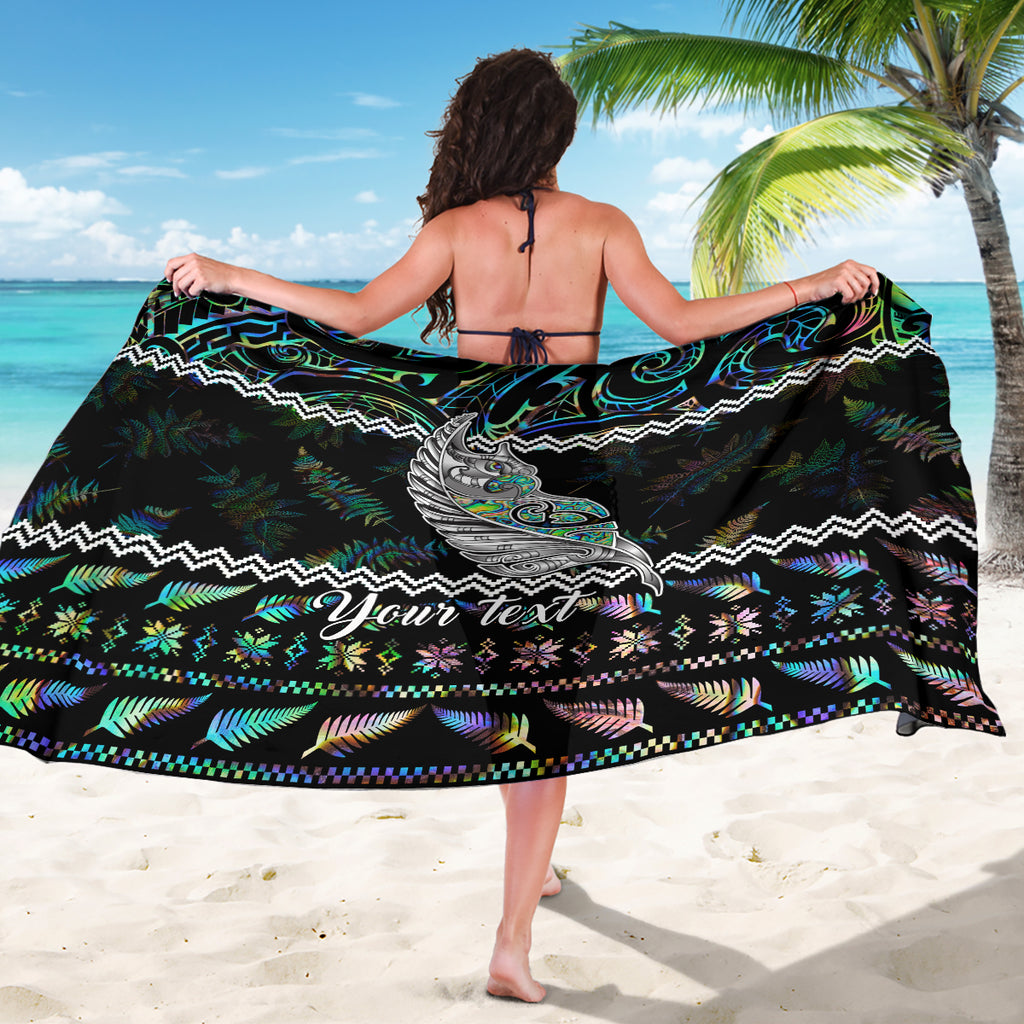 personalised-new-zealand-christmas-sarong-maori-fern-manaia-meri-kirihimete-with-papaua-shell