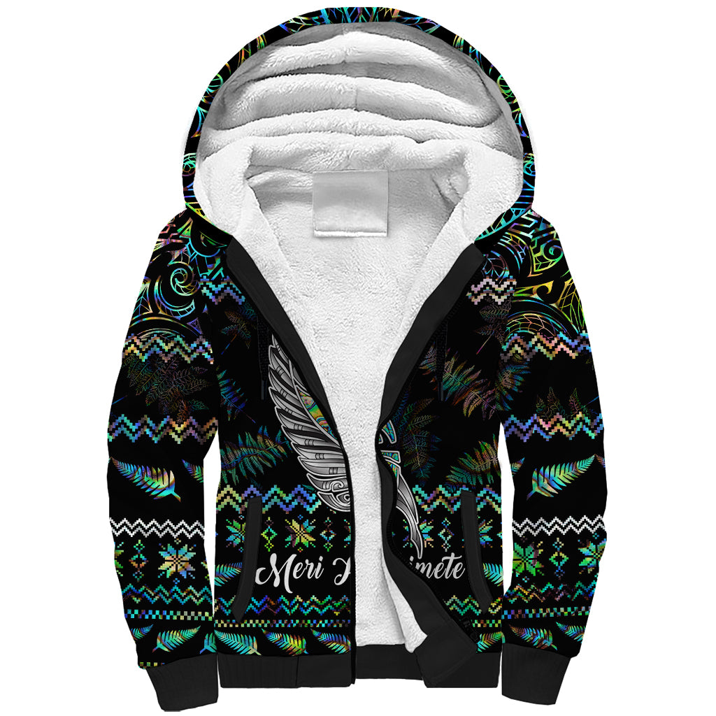 personalised-new-zealand-christmas-sherpa-hoodie-maori-fern-manaia-meri-kirihimete-with-papaua-shell