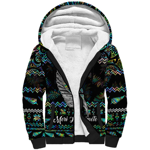 personalised-new-zealand-christmas-sherpa-hoodie-maori-fern-manaia-meri-kirihimete-with-papaua-shell