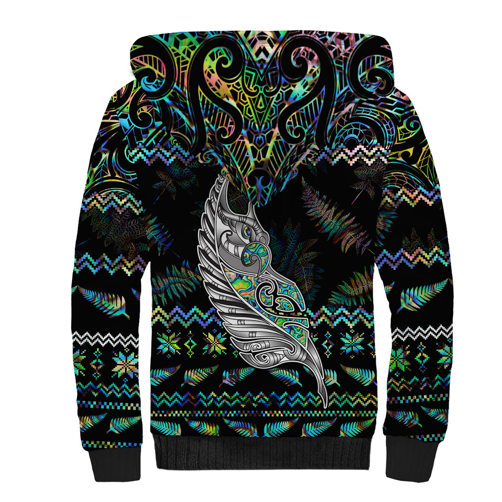personalised-new-zealand-christmas-sherpa-hoodie-maori-fern-manaia-meri-kirihimete-with-papaua-shell
