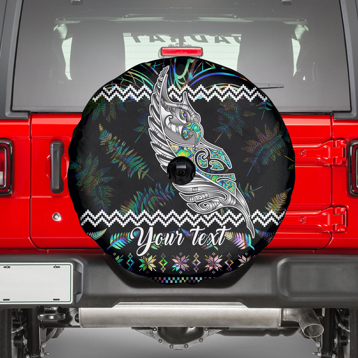 personalised-new-zealand-christmas-spare-tire-cover-maori-fern-manaia-meri-kirihimete-with-papaua-shell