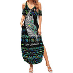 personalised-new-zealand-christmas-summer-maxi-dress-maori-fern-manaia-meri-kirihimete-with-papaua-shell