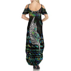 personalised-new-zealand-christmas-summer-maxi-dress-maori-fern-manaia-meri-kirihimete-with-papaua-shell
