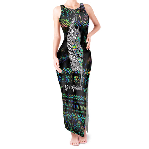 personalised-new-zealand-christmas-tank-maxi-dress-maori-fern-manaia-meri-kirihimete-with-papaua-shell