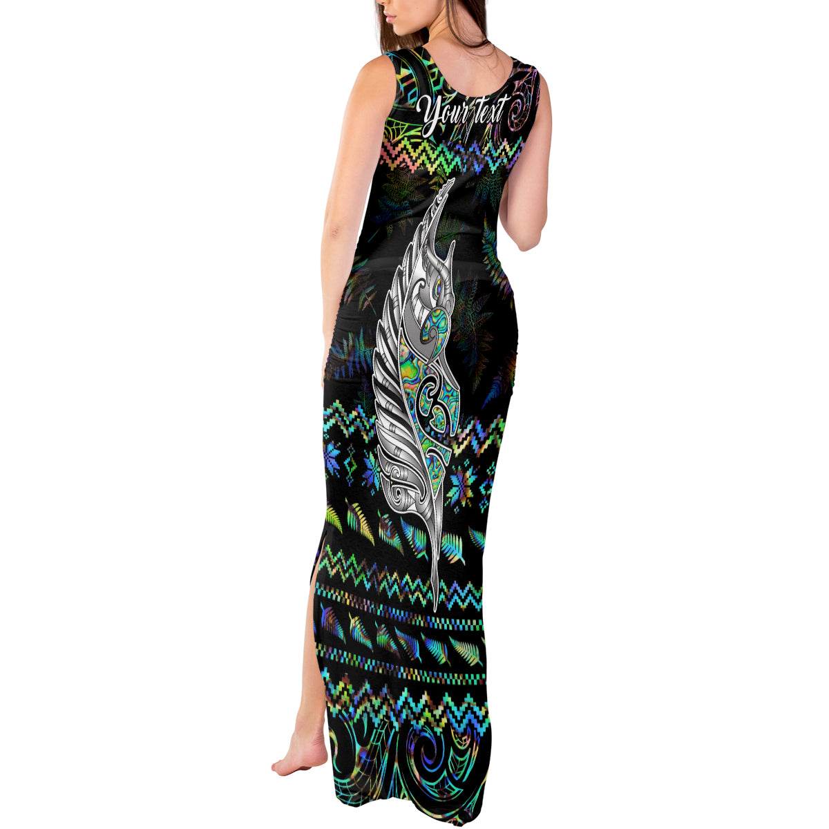 personalised-new-zealand-christmas-tank-maxi-dress-maori-fern-manaia-meri-kirihimete-with-papaua-shell