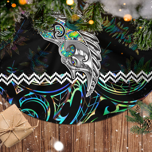 personalised-new-zealand-christmas-tree-skirt-maori-fern-manaia-meri-kirihimete-with-papaua-shell