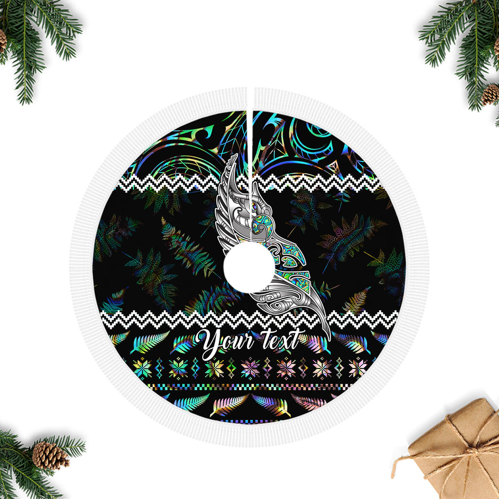 personalised-new-zealand-christmas-tree-skirt-maori-fern-manaia-meri-kirihimete-with-papaua-shell