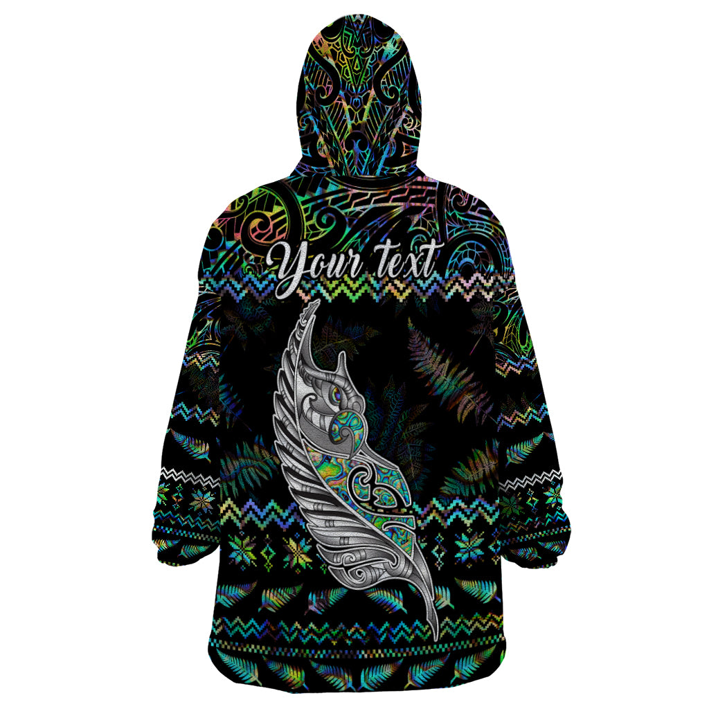 personalised-new-zealand-christmas-wearable-blanket-hoodie-maori-fern-manaia-meri-kirihimete-with-papaua-shell