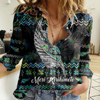 personalised-new-zealand-christmas-women-casual-shirt-maori-fern-manaia-meri-kirihimete-with-papaua-shell