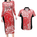 Australian Renegades Cricket Custom Couples Matching Long Sleeve Bodycon Dress and Hawaiian Shirt Minimalism Aboriginal