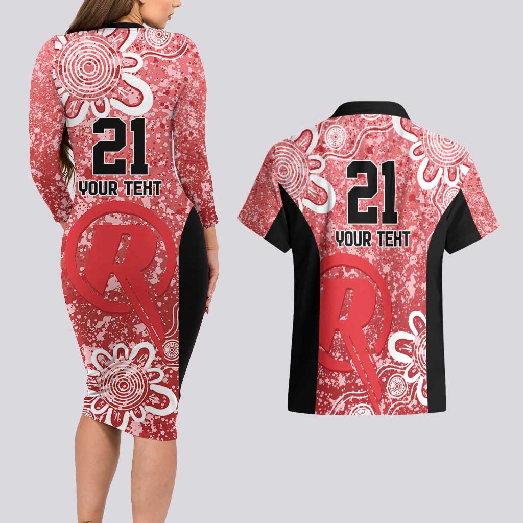 Australian Renegades Cricket Custom Couples Matching Long Sleeve Bodycon Dress and Hawaiian Shirt Minimalism Aboriginal