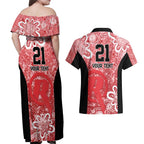 Australian Renegades Cricket Custom Couples Matching Off Shoulder Maxi Dress and Hawaiian Shirt Minimalism Aboriginal