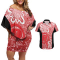 Australian Renegades Cricket Custom Couples Matching Off Shoulder Short Dress and Hawaiian Shirt Minimalism Aboriginal