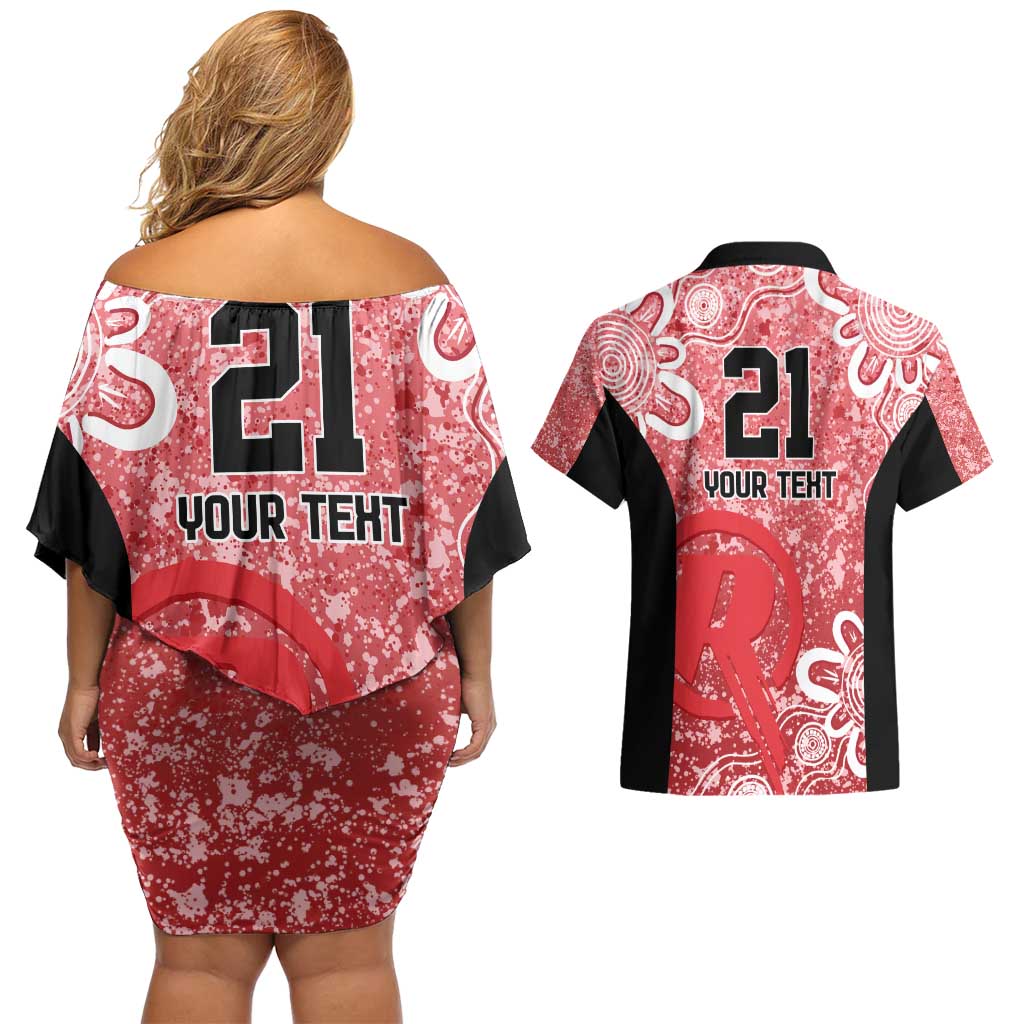 Australian Renegades Cricket Custom Couples Matching Off Shoulder Short Dress and Hawaiian Shirt Minimalism Aboriginal