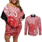 Australian Renegades Cricket Custom Couples Matching Off Shoulder Short Dress and Long Sleeve Button Shirt Minimalism Aboriginal