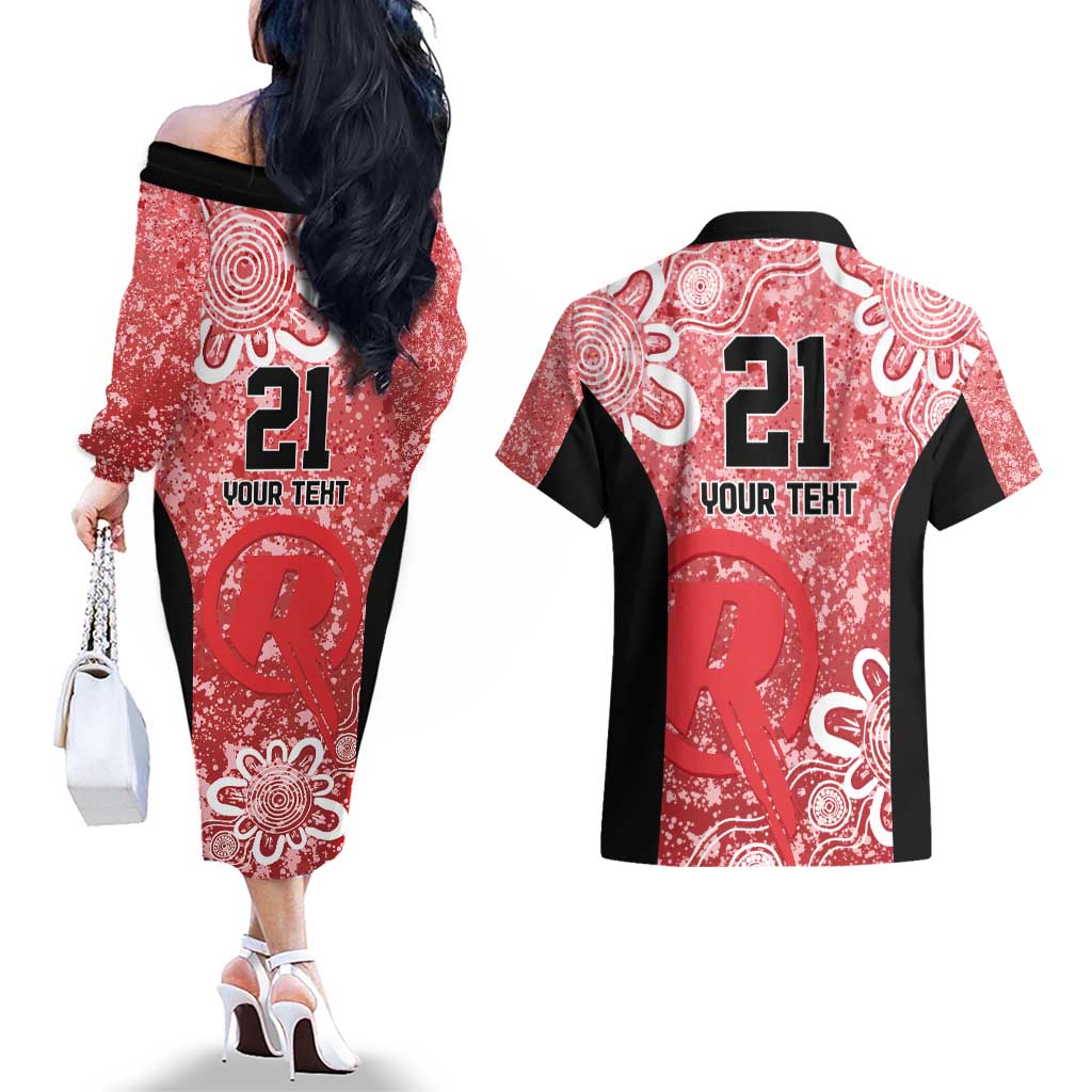 Australian Renegades Cricket Custom Couples Matching Off The Shoulder Long Sleeve Dress and Hawaiian Shirt Minimalism Aboriginal