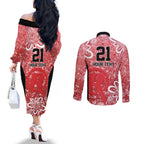 Australian Renegades Cricket Custom Couples Matching Off The Shoulder Long Sleeve Dress and Long Sleeve Button Shirt Minimalism Aboriginal