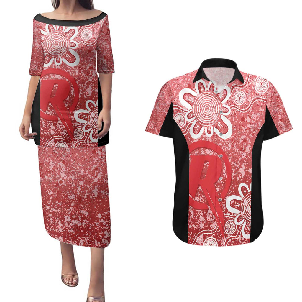 Australian Renegades Cricket Custom Couples Matching Puletasi and Hawaiian Shirt Minimalism Aboriginal
