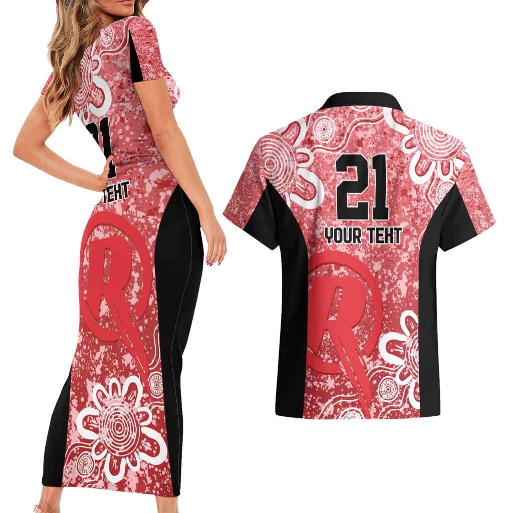 Australian Renegades Cricket Custom Couples Matching Short Sleeve Bodycon Dress and Hawaiian Shirt Minimalism Aboriginal