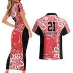 Australian Renegades Cricket Custom Couples Matching Short Sleeve Bodycon Dress and Hawaiian Shirt Minimalism Aboriginal