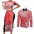 Australian Renegades Cricket Custom Couples Matching Short Sleeve Bodycon Dress and Long Sleeve Button Shirt Minimalism Aboriginal