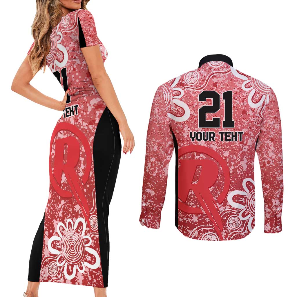 Australian Renegades Cricket Custom Couples Matching Short Sleeve Bodycon Dress and Long Sleeve Button Shirt Minimalism Aboriginal