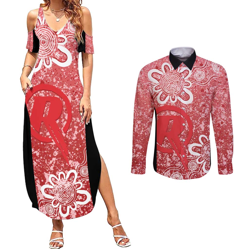 Australian Renegades Cricket Custom Couples Matching Summer Maxi Dress and Long Sleeve Button Shirt Minimalism Aboriginal
