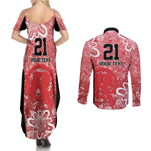 Australian Renegades Cricket Custom Couples Matching Summer Maxi Dress and Long Sleeve Button Shirt Minimalism Aboriginal
