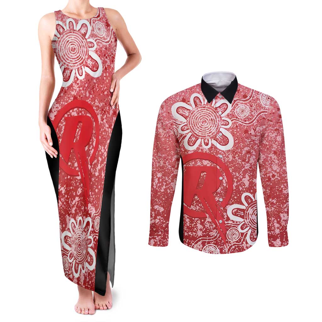 Australian Renegades Cricket Custom Couples Matching Tank Maxi Dress and Long Sleeve Button Shirt Minimalism Aboriginal