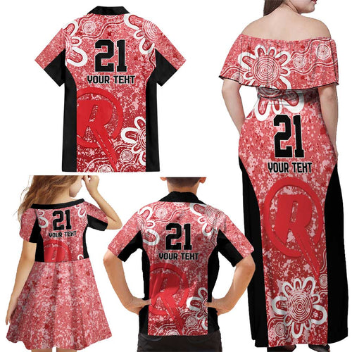 Australian Renegades Cricket Custom Family Matching Off Shoulder Maxi Dress and Hawaiian Shirt Minimalism Aboriginal
