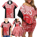 Australian Renegades Cricket Custom Family Matching Off Shoulder Short Dress and Hawaiian Shirt Minimalism Aboriginal