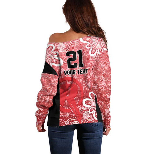 Australian Renegades Cricket Custom Off Shoulder Sweater Minimalism Aboriginal