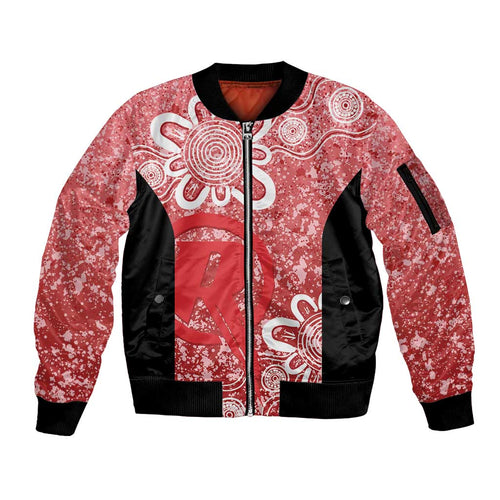 Australian Renegades Cricket Custom Sleeve Zip Bomber Jacket Minimalism Aboriginal