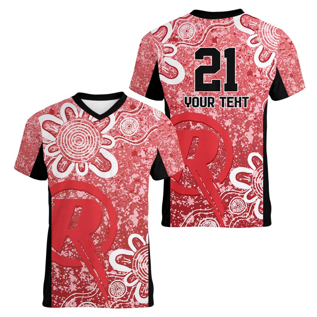 Australian Renegades Cricket Custom Women V-Neck T-Shirt Minimalism Aboriginal
